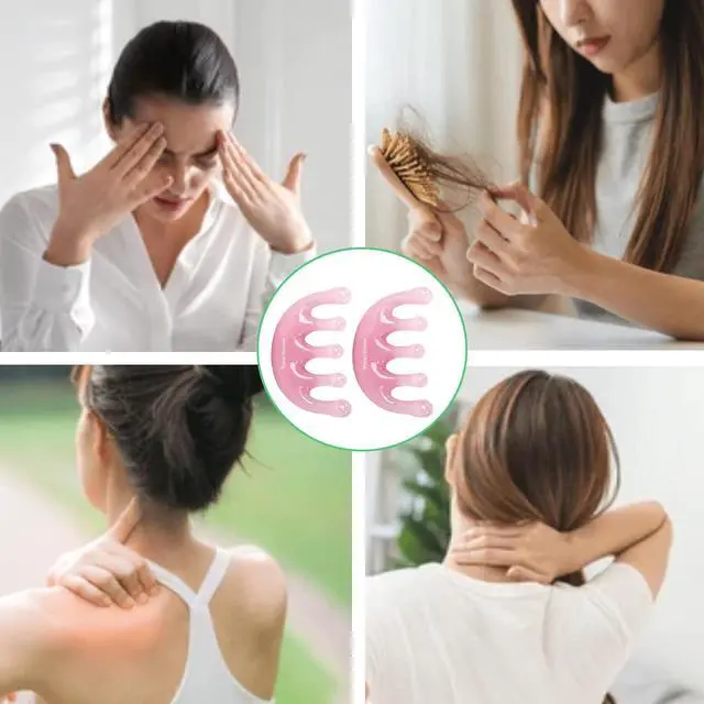 Alt view image 5 of 7 - Scalp Massage Tool Head Massager Resin Massage Comb. Pink | Gua Sha Fascial Tools for Scalp Care Hair Growth Stress Relax Headaches Meridian Acupoint Treatment Trigger Point Therapy
