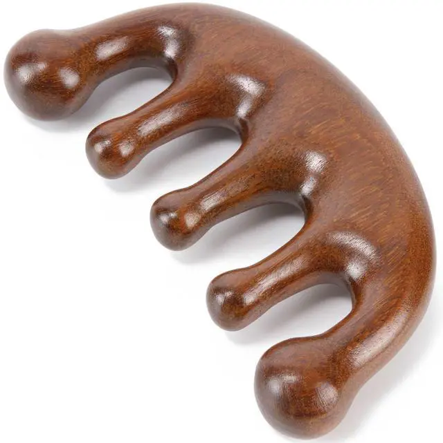Main image of Wooden Scalp Massager, Head Massager Scalp for Stress Relax | Natural sandalwood scalp comb with storage pouch, masajeador de cabeza for scalp gua sha