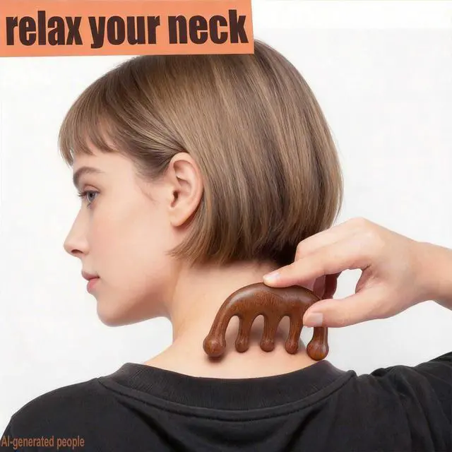 Alt view image 6 of 7 - Wooden Scalp Massager, Head Massager Scalp for Stress Relax | Natural sandalwood scalp comb with storage pouch, masajeador de cabeza for scalp gua sha