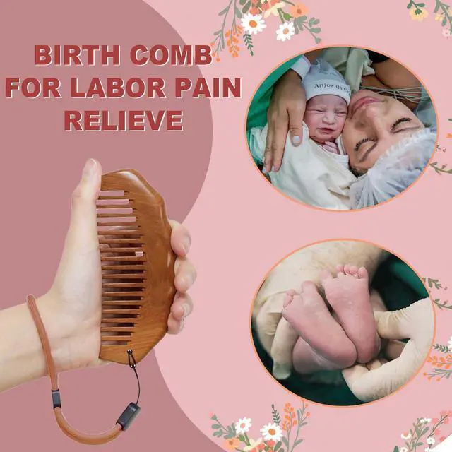 Alt view image 5 of 7 - Wooden Comb for Pain Relief, Labor Comb with Wrist Strap | Anti-slip & Adjustable Strap, No Statics Wooden Comb for Hair Growth, for Scalp Massage & Distribute Oils, Peachwood