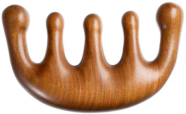 Main image of Wooden Scalp Comb, Round & Wide Tooth Hair Comb, Gua Sha Massage Scalp, Hair Care Massage Comb