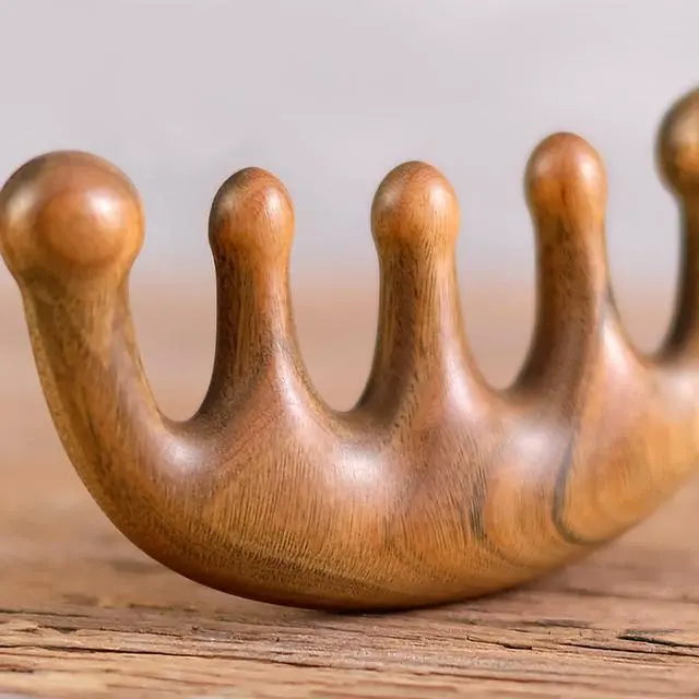 Alt view image 2 of 7 - Wooden Scalp Comb, Round & Wide Tooth Hair Comb, Gua Sha Massage Scalp, Hair Care Massage Comb