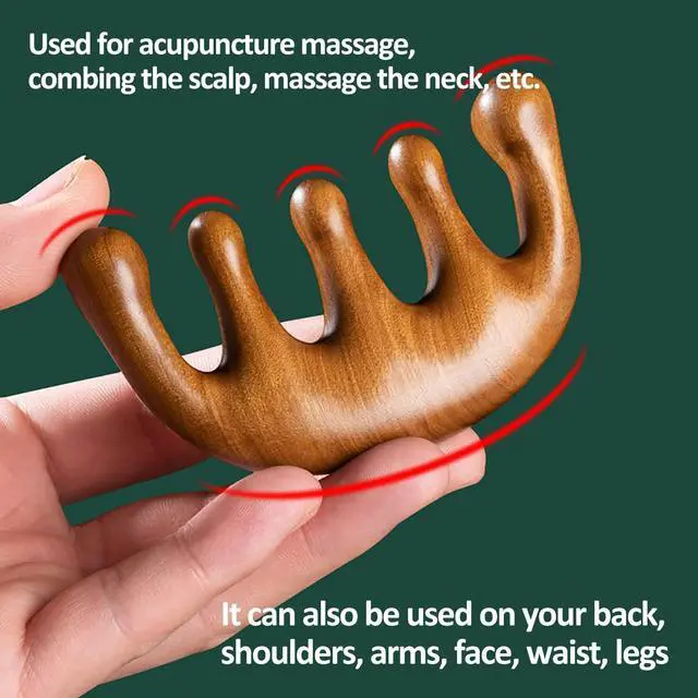Alt view image 3 of 7 - Wooden Scalp Comb, Round & Wide Tooth Hair Comb, Gua Sha Massage Scalp, Hair Care Massage Comb