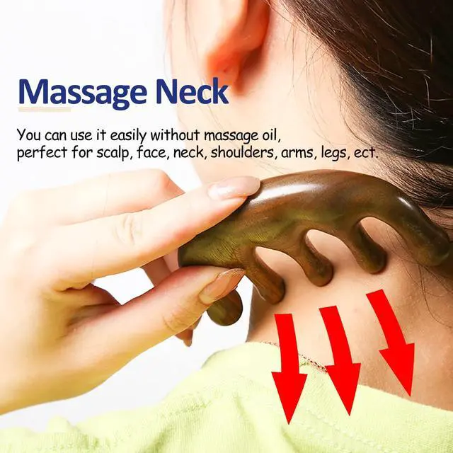 Alt view image 5 of 7 - Wooden Scalp Comb, Round & Wide Tooth Hair Comb, Gua Sha Massage Scalp, Hair Care Massage Comb