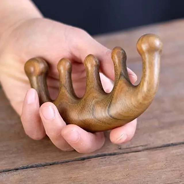 Alt view image 7 of 7 - Wooden Scalp Comb, Round & Wide Tooth Hair Comb, Gua Sha Massage Scalp, Hair Care Massage Comb