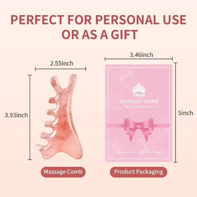 Alt view image 7 of 7 - Gua Sha Massage Comb, 4-in-1 Scalp Massager Facial Tool for Neck, Body, Lymphatic Drainage, Tension Relief, Gifts for Women and Men (Pink)