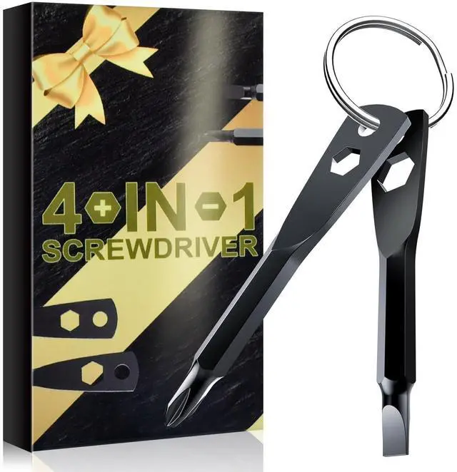 Main image of Stocking Stuffers for Men,Christmas- Gifts 4-in-1 Keychain Screwdriver Set | Multi-functional Cool Gadgets Tools for Men Dad Husband with Phillips, Slotted and Hex Wrench on Anniversary White Elephant