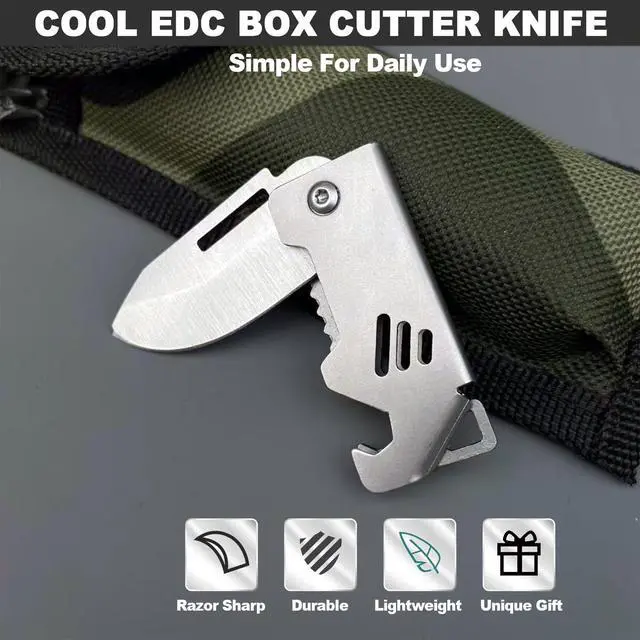 Alt view image 3 of 6 - Mini Pocket Knife with Bottle Opener for Men, Portable Cool Gadgets | Everyday Carry, Stocking Stuffers Gifts for Father,Dad, Women, Him, Her