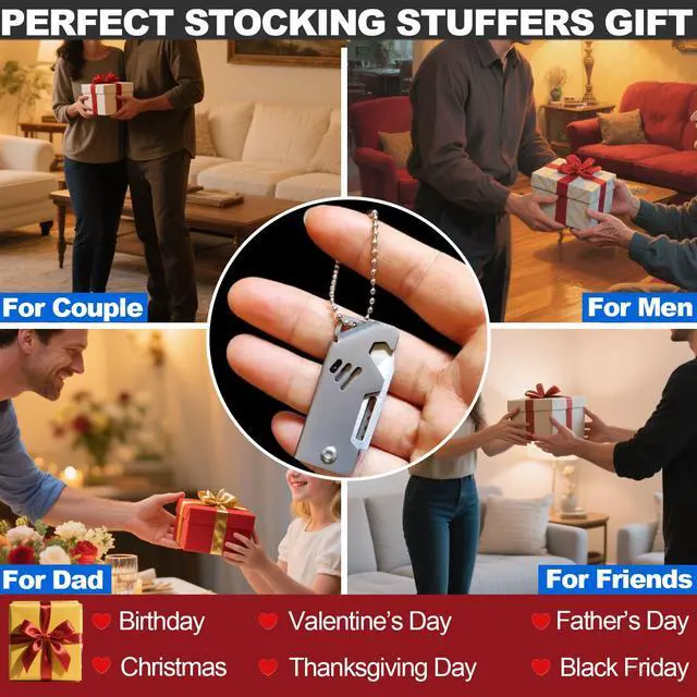 Alt view image 4 of 6 - Mini Pocket Knife with Bottle Opener for Men, Portable Cool Gadgets | Everyday Carry, Stocking Stuffers Gifts for Father,Dad, Women, Him, Her