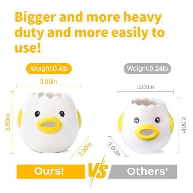 Alt view image 2 of 5 - Cute Egg Separator, Ceramics Vomiting Chicken Egg Yolk White Separator, Practical Household Small Egg Filter Splitter, Kitchen Gadget Baking Assistant Tool, Dishwasher Safe (Yellow)