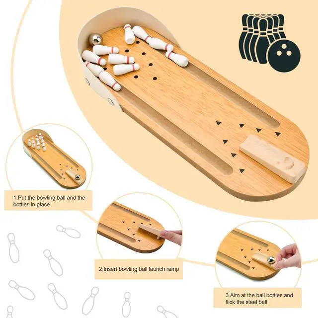 Alt view image 3 of 7 - Tabletop Mini Bowling Game Set White Elephant Gifts for Adults Teens Kids | Stocking Stuffers for Teen Boys Girls Home Bowling Alleys Office Desk Game Small Finger Toys Gag Gifts Stress Relief Gadgets