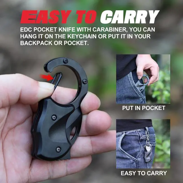 Alt view image 5 of 6 - Gifts for Men Brother, Small Pocket Knife for Men, Christmas Stocking Stuffers, Keychain, Box Cutter EDC Gadgets for Husband Him, Unique Gifts ldea for Camping Fishing Hiking