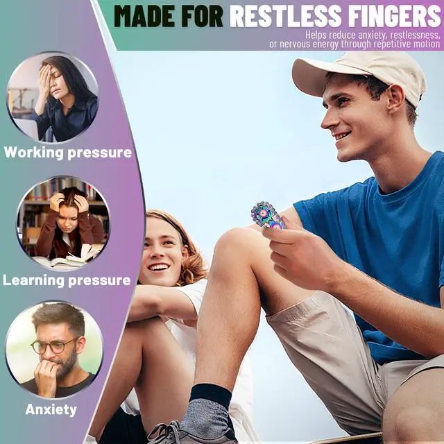 Alt view image 3 of 7 - Metal Fidget Spinner Toys for Teens Boys Adults Bike Chain Roller Gadgets ADHD Figette Anxiety Stress Relief Items Quiet Figet Desk Offices EDC Men Easter Basket Stuffer