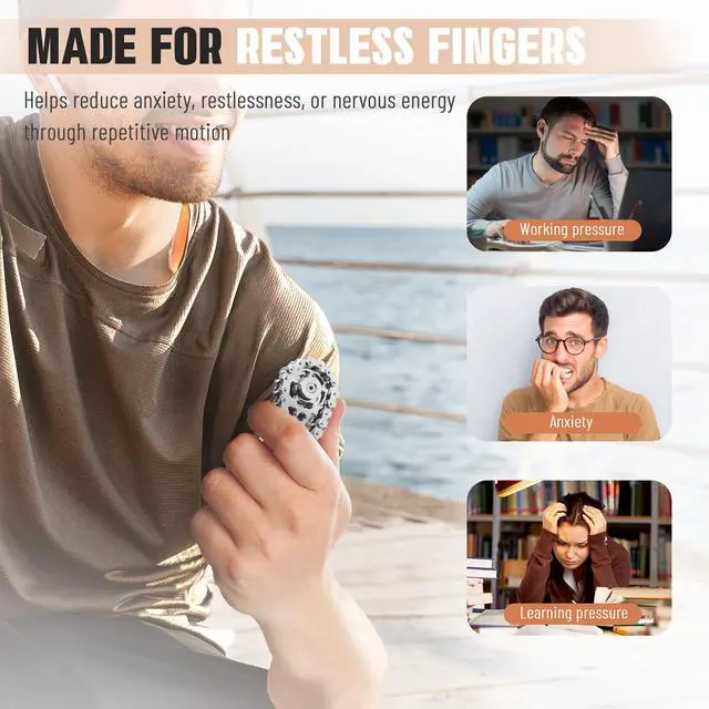 Alt view image 6 of 7 - Fidget Spinner Toy for Adults Metal Figette Bike Chain for Adult Men Pain Stim ADHD Teen Cool Gadgets Quiet Desk Offices Anxiety Relief Items Stress Tool Sensory Spiky Easter Basket Stuffer - Black