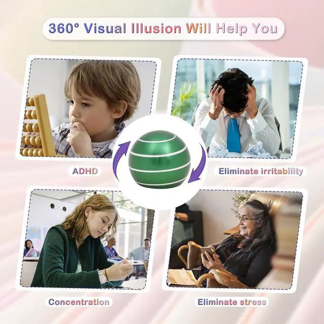 Alt view image 5 of 6 - Desk-Toys for Fidget Kinetic-Cool-Gadgets: Cool-Stuff for Kid Children Teen Adult, Optical-Illusion Toy for Office School Home Women Men Christmas Stress-Relief-Gifts 180 Seconds Spinning