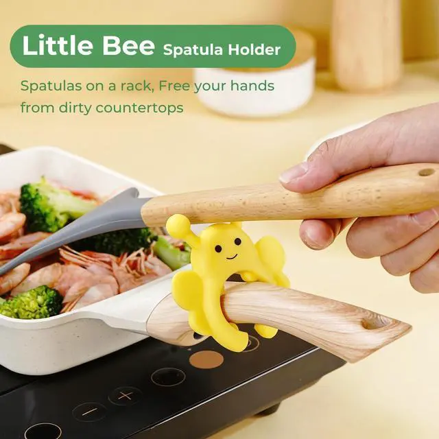 Alt view image 2 of 7 - Bee Spoon Holder Cute Spoon Rest for Stove Top, Steam Releaser & Lid Lifter Heat Resistant Silicone Cooking Gadget, Fun Kitchen Accessories, Unique Cooking Gift