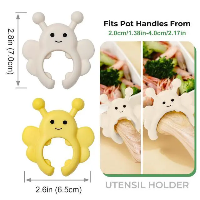 Alt view image 3 of 7 - Bee Spoon Holder Cute Spoon Rest for Stove Top, Steam Releaser & Lid Lifter Heat Resistant Silicone Cooking Gadget, Fun Kitchen Accessories, Unique Cooking Gift