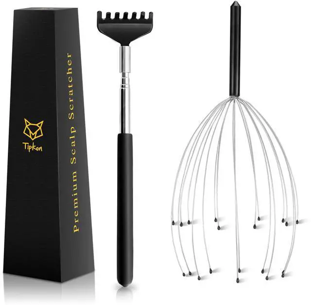 Main image of Head Massager 20 Fingers Scalp Massager Head Scratcher, Back Massage Back Scratcher, Stocking Stuffers for Scalp and Body Massage (Black)