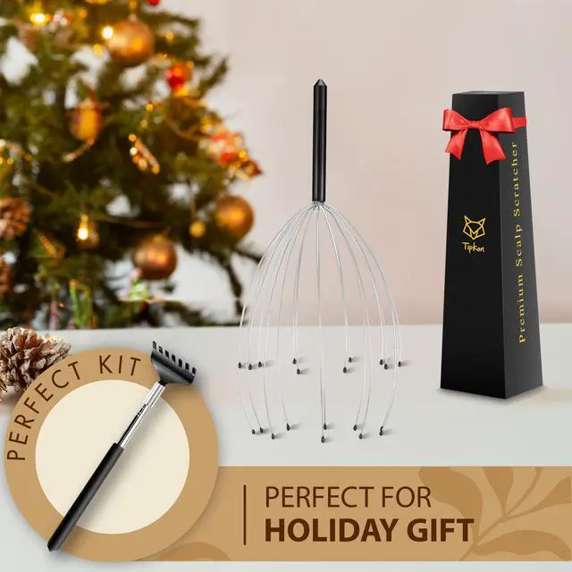 Alt view image 3 of 7 - Head Massager 20 Fingers Scalp Massager Head Scratcher, Back Massage Back Scratcher, Stocking Stuffers for Scalp and Body Massage (Black)