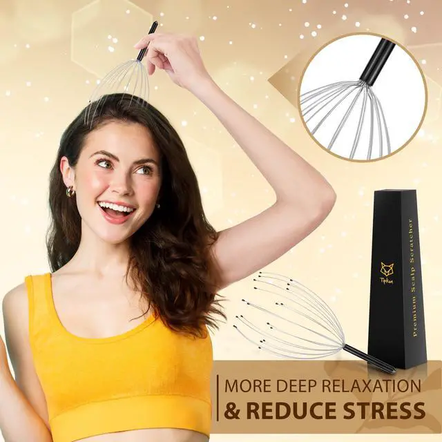 Alt view image 2 of 7 - Head Massager 20 Fingers Scalp Massager Head Scratcher, Back Massage Back Scratcher, Stocking Stuffers for Scalp and Body Massage (Black)