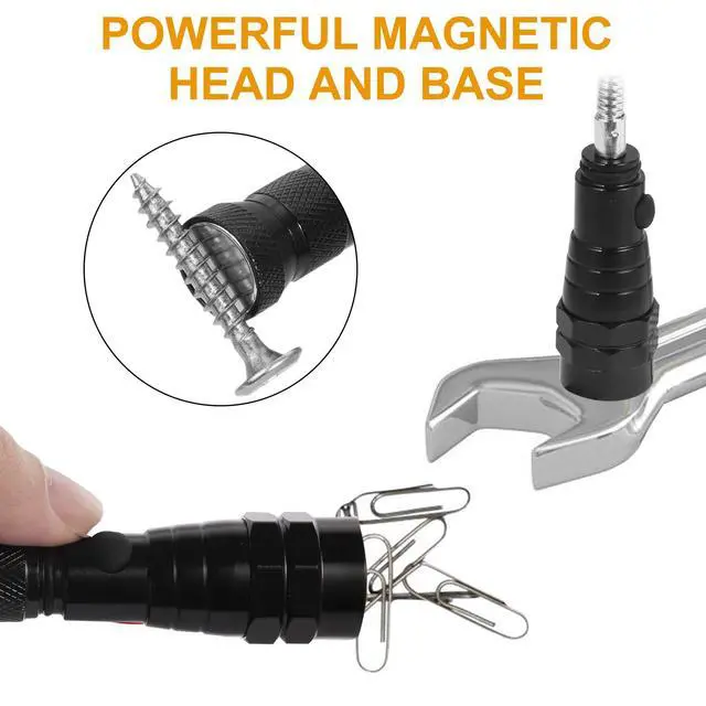 Alt view image 2 of 7 - LED Telescoping Magnet Tool, Gifts for Men, Dad and Husband | Flexible reach and inspection attachments access narrow spaces for home, garage, workshop and automotive repair projects