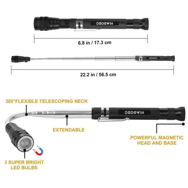 Alt view image 3 of 7 - LED Telescoping Magnet Tool, Gifts for Men, Dad and Husband | Flexible reach and inspection attachments access narrow spaces for home, garage, workshop and automotive repair projects