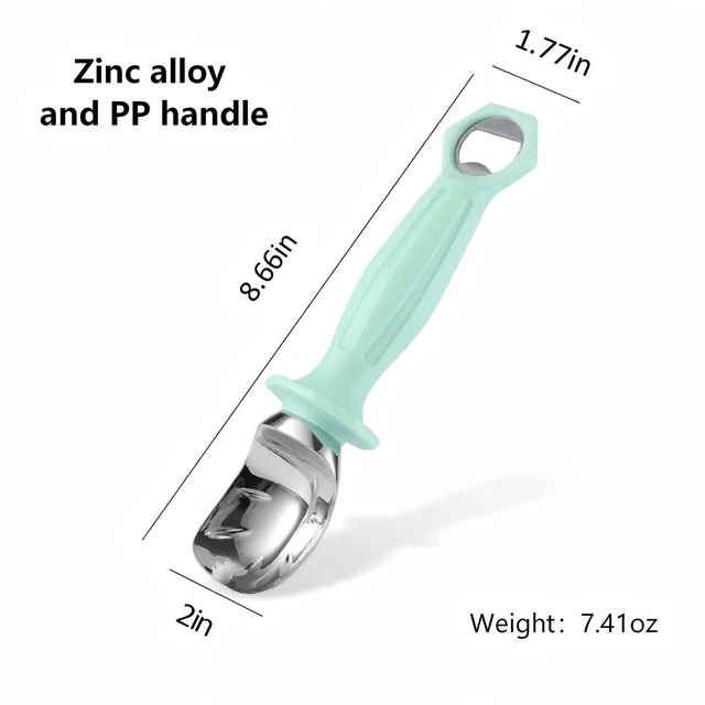 Alt view image 2 of 7 - Ice Cream Toppings, Ice Cream Scoop with Bottle Opener,8.66 Inch,Green. | Heavy-Duty Zinc Alloy and PP Handle, For Ice Cream, Cookie Dough and Fruit Balls, Excellent Gift for Ice Cream Enthusiasts