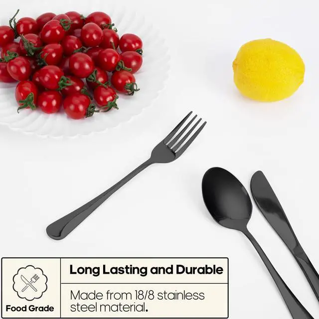 Alt view image 2 of 7 - Travel Utensils with Case, 5 Piece Stainless Steel Silverware Set for Work, Portable Reusable Travel Cutlery Set, Fork and Spoon Set for Picnic, Camping, Gadgets, Lunch Box for Men, Black
