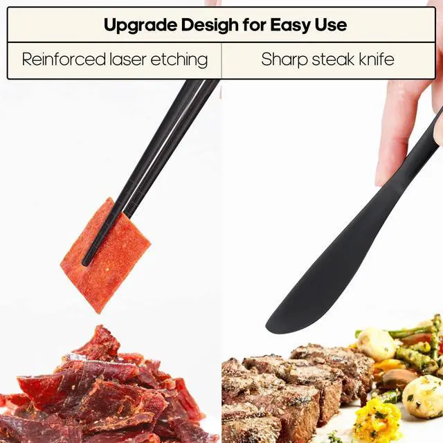 Alt view image 3 of 7 - Travel Utensils with Case, 5 Piece Stainless Steel Silverware Set for Work, Portable Reusable Travel Cutlery Set, Fork and Spoon Set for Picnic, Camping, Gadgets, Lunch Box for Men, Black