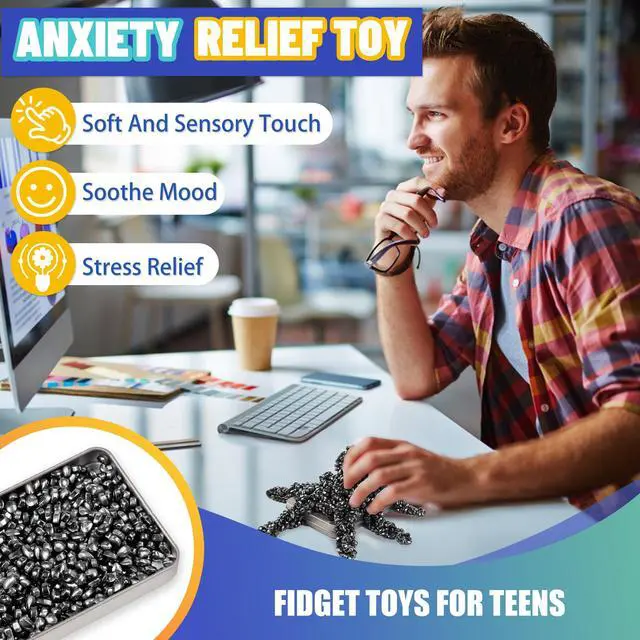 Alt view image 2 of 6 - Fidget Toy for Adults Cool Gadgets Gifts for Teen Boys Girls 300pc Office Desk Stuff for Mens ADHD Tools Sensory Autism Stress Anxiety Fidgets Beads Balls Ferrite Putty Stones Easter Basket Stuffer