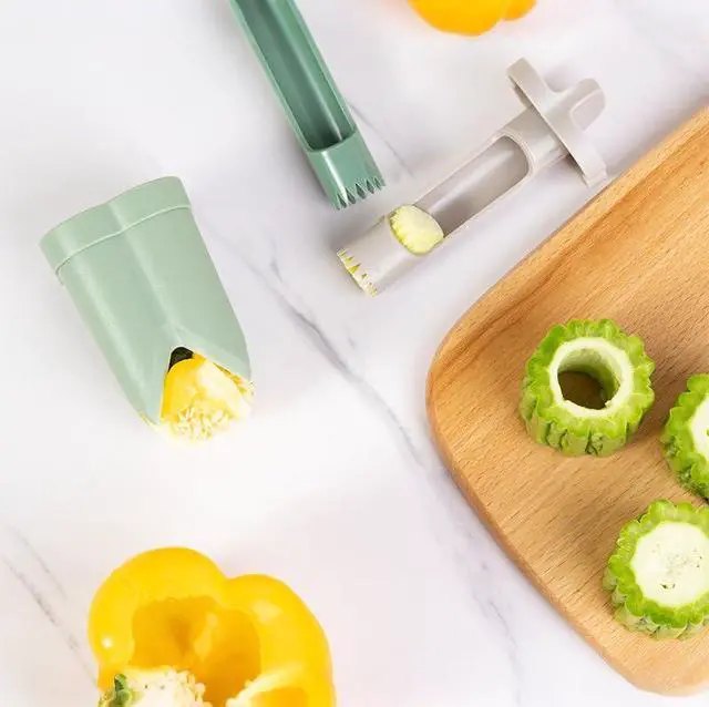 Alt view image 5 of 7 - Pepper Corer, 2 in 1 Red Bell Pepper Seed Corer Remover Tool, Fruit & Vegetable Corers Quick Cave Tools for Jalapeno Cutter Deseeder, Off White, 1 P