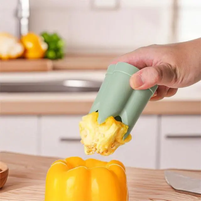 Alt view image 7 of 7 - Pepper Corer, 2 in 1 Red Bell Pepper Seed Corer Remover Tool, Fruit & Vegetable Corers Quick Cave Tools for Jalapeno Cutter Deseeder, Off White, 1 P