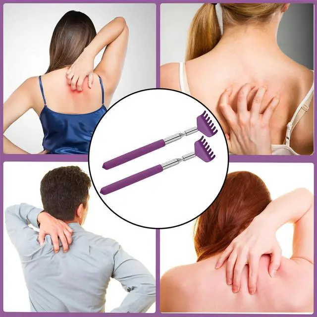 Alt view image 4 of 7 - 2 Pack Portable Extendable Back Scratcher, Stainless Steel Telescoping Back Scratcher with Beautiful Present Packaging(Purple)