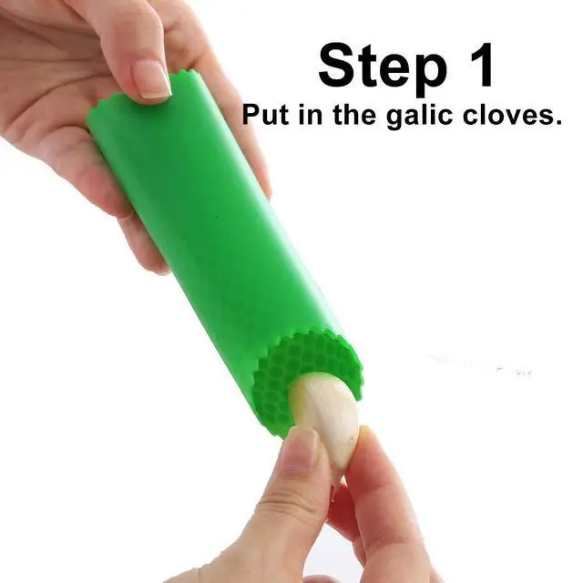Alt view image 2 of 7 - Garlic Peeler Skin Remover Roller Keeper,Easy Quick to Peeled Garlic Cloves with Silicone Tube Roller Garlic Peeling Kitchen Tool (Green,Red)