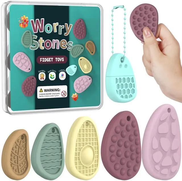 Main image of Sensory Stone Fidget Toys for Adults, Tactile Anxiety Relief Stress Relief Toy, Quiet Portable Discreet Focus Tool, Compact Calming Sensory Gadget for Office Work & Daily Stress Relief
