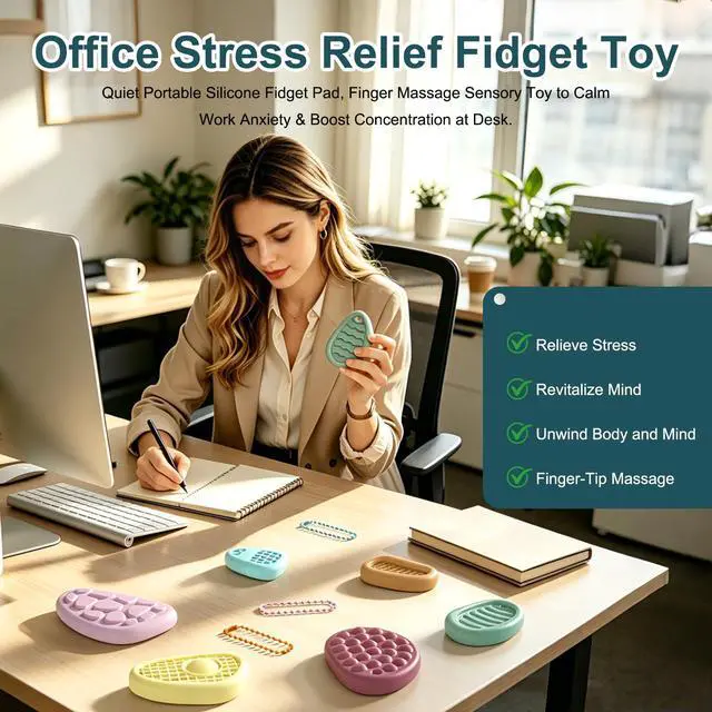 Alt view image 4 of 6 - Sensory Stone Fidget Toys for Adults, Tactile Anxiety Relief Stress Relief Toy, Quiet Portable Discreet Focus Tool, Compact Calming Sensory Gadget for Office Work & Daily Stress Relief
