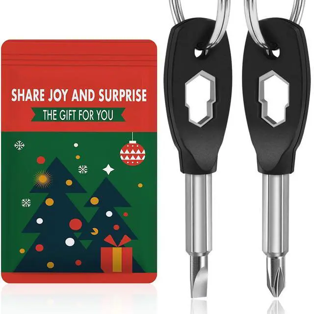 Main image of Stocking Stuffers for Men, 6-in-1 Keychain Screwdriver Bit with Flathead and Phillips, Slotted and Hex Wrench Cool Gadgets, Christmas Gifts for Mens