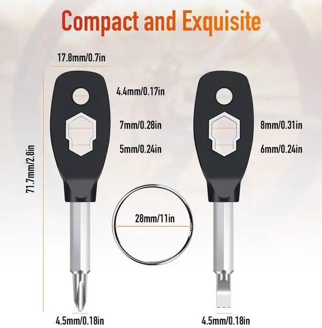 Alt view image 2 of 7 - Stocking Stuffers for Men, 6-in-1 Keychain Screwdriver Bit with Flathead and Phillips, Slotted and Hex Wrench Cool Gadgets, Christmas Gifts for Mens