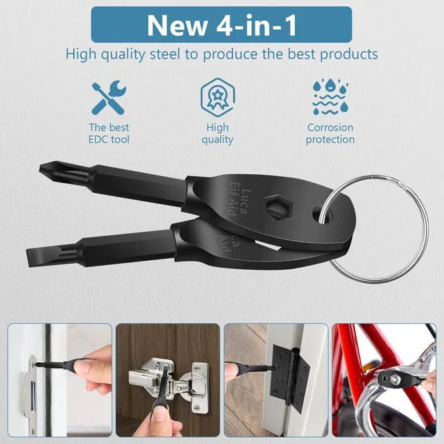 Alt view image 4 of 7 - Gifts for men, Portable 4-in-1 Pocket Screwdriver Keychain Multitool, a Cool Gadget Perfect for Dads, Husbands and Boyfriends