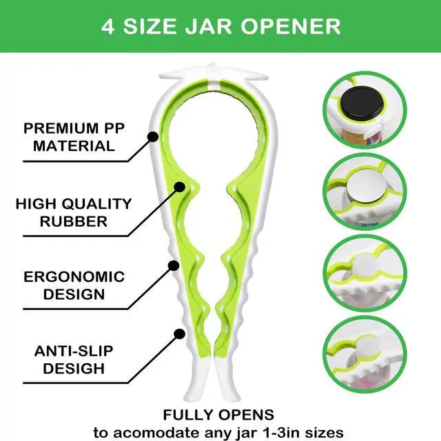 Alt view image 3 of 6 - Jar Opener for Weak Hands, Seniors with Arthritis, 5 in 1 Multi Function Bottle Opener Lid Opener For Arthritic Hands
