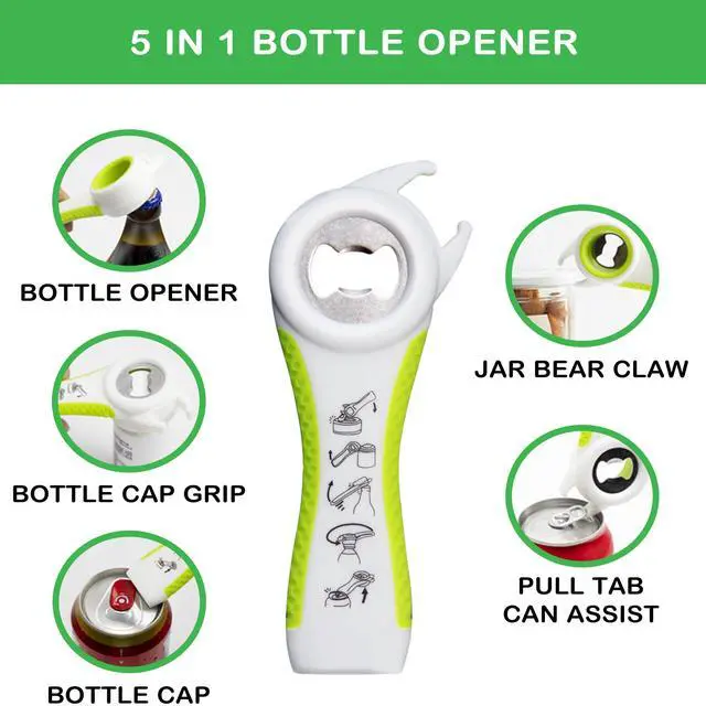 Alt view image 5 of 6 - Jar Opener for Weak Hands, Seniors with Arthritis, 5 in 1 Multi Function Bottle Opener Lid Opener For Arthritic Hands