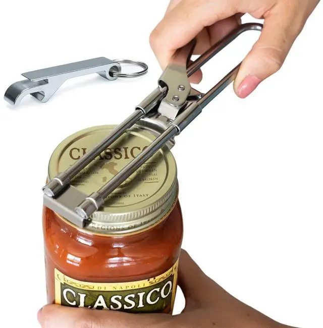 Main image of Jar Opener for Weak Hands with Keychain Bottle Cap Opener. Easy Jar Opener for Seniors with Arthritis or Kids Jar Openers. Jar Gripper Tight Lid Opener and Bottle Opener Kitchen Gadgets