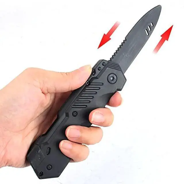 Main image of 4pcs Retractable Fake Knife Slim Toy Weapon Plastic Prop Dagger Trick Blade for Halloween Fools Day Party Cosplay Joke Gadget Prank Gag Black