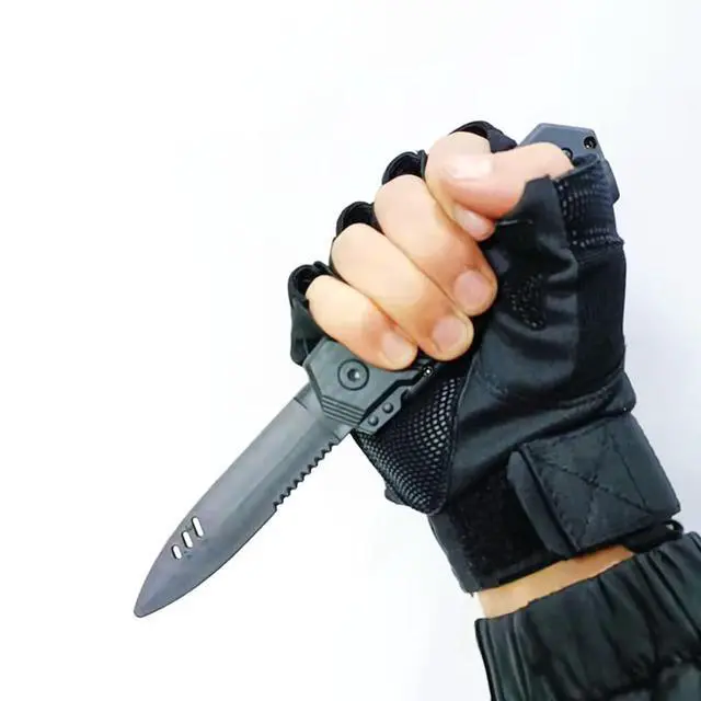 Alt view image 3 of 5 - 4pcs Retractable Fake Knife Slim Toy Weapon Plastic Prop Dagger Trick Blade for Halloween Fools Day Party Cosplay Joke Gadget Prank Gag Black