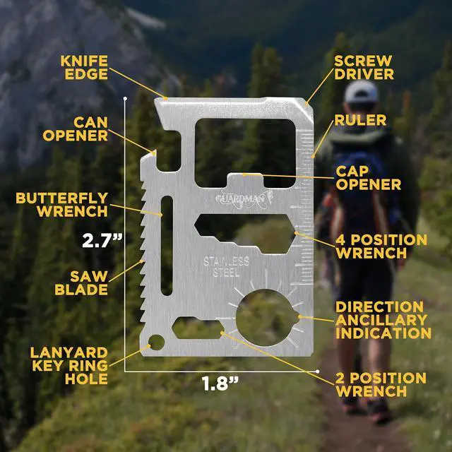 Alt view image 2 of 7 - 11-in-1 Survival Credit Card Multitool Fathers Day Stocking Stuffer Christmas Gift - Multipurpose Tactical Wallet Tool With Bottle Opener, Survival Knife For Men Birthday Dad