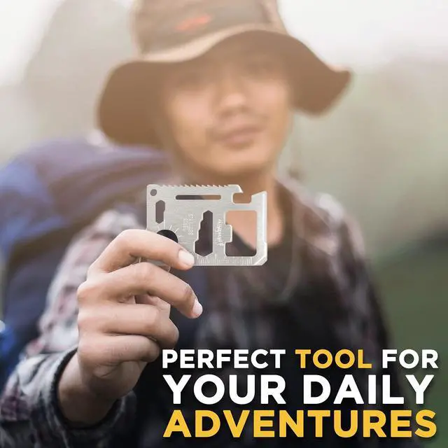 Alt view image 4 of 7 - 11-in-1 Survival Credit Card Multitool Fathers Day Stocking Stuffer Christmas Gift - Multipurpose Tactical Wallet Tool With Bottle Opener, Survival Knife For Men Birthday Dad