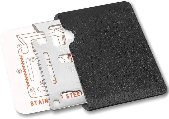Alt view image 7 of 7 - 11-in-1 Survival Credit Card Multitool Fathers Day Stocking Stuffer Christmas Gift - Multipurpose Tactical Wallet Tool With Bottle Opener, Survival Knife For Men Birthday Dad