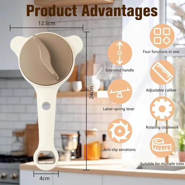 Alt view image 6 of 6 - New Jar Opener for Seniors, 4-in-1 Can Openers for Weak Hands & Arthritis Sufferers with Non Slip Teeth, Ergonomic Non-Slip Handle, Fits 1-3.5 Inch Kitchen Mason Jars, Bottle & Cans