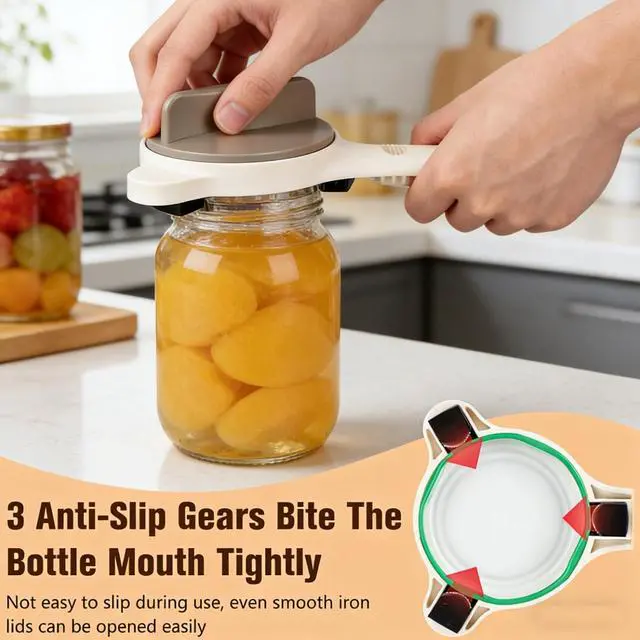 Alt view image 5 of 6 - New Jar Opener for Seniors, 4-in-1 Can Openers for Weak Hands & Arthritis Sufferers with Non Slip Teeth, Ergonomic Non-Slip Handle, Fits 1-3.5 Inch Kitchen Mason Jars, Bottle & Cans
