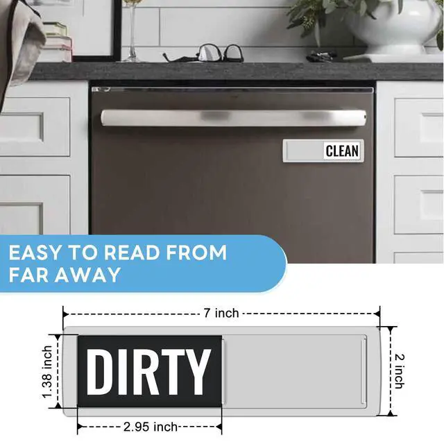 Alt view image 2 of 6 - Dishwasher Magnet Clean Dirty Sign, Upgrade Super Strong Clean Dirty Magnet for Dishwasher, Large Text Easy to Read Non-Scratch Magnetic Indicator Kitchen Decor, Silver